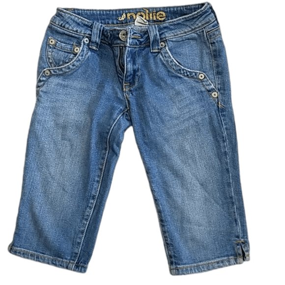 Nollie Long Denim Blue Jean Shorts 12" Inseam 20" Long Size 00 Board - Picture 1 of 5